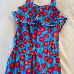 Kate Spade Girls Pink & Blue Floral Ruffle Romper